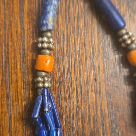 Old vintage silver, turquoise lapis necklace - Picture 7 of 8